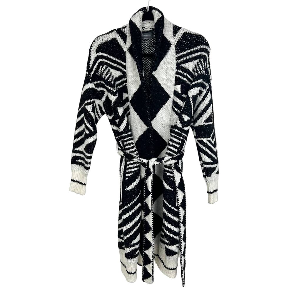 by Anthropologie Christienne Geometric Belted Long Cardigan Womens XS